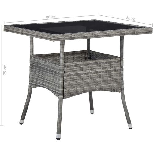 Vrtni blagovaonski stol od poliratana i stakla sivi slika 8