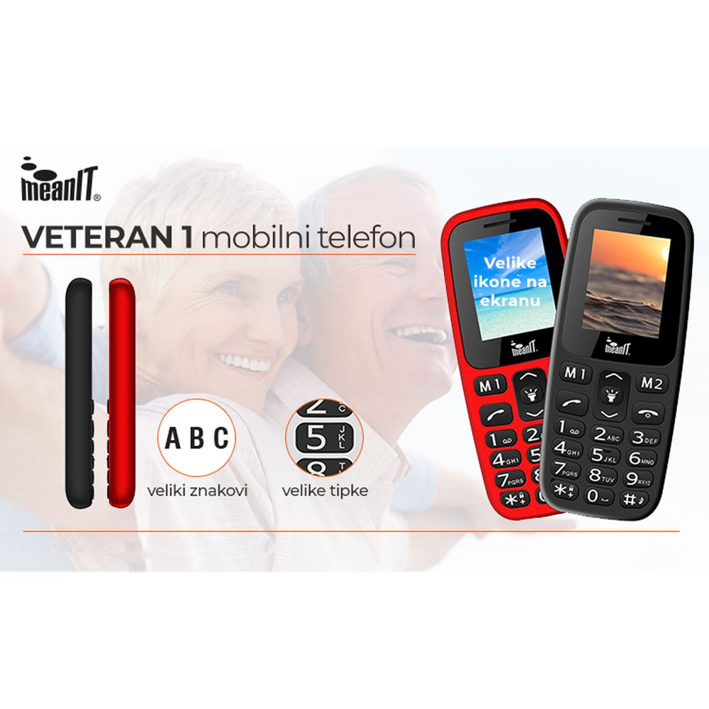 MeanIT Mobilni telefon, 1.77" zaslon, Dual SIM, BT, SOS tipka - VETERAN I MOBILNI TELEFON-CRVENI slika 2