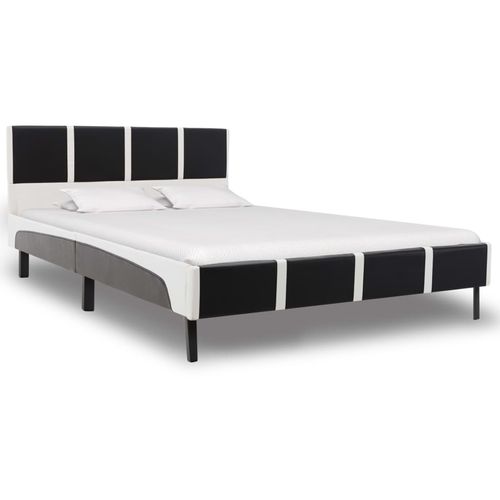 Krevet od umjetne kože s madracem crno-bijeli 140 x 200 cm slika 12