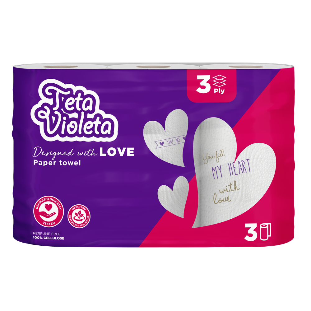 Violeta Kuhinjski ručnik Teta Violeta 3/1, 3sl. LOVE slika 1