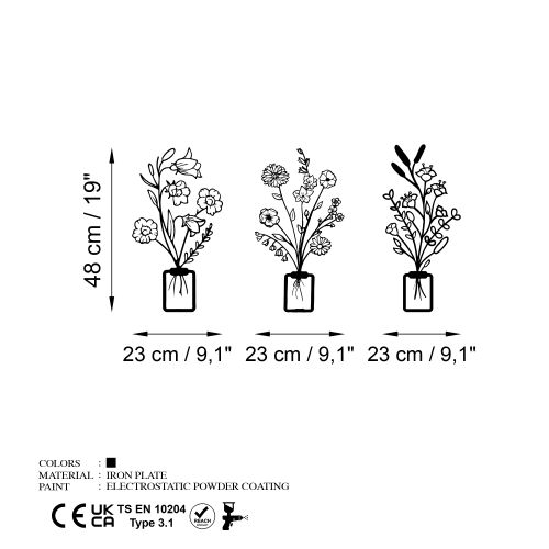 Erba-1 Crni Dekorativni Metalni Zidni Ukras slika 7