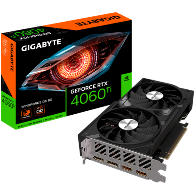 GIGABYTE Video Card NVIDIA GeForce RTX 4060 TI WINDFORCE 8G, GDDR6 8GB/128bit, PCI-E 4.0 x8, 2xHDMI, 2xDP, 1x8-pin, Retail