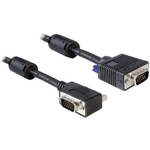 Delock VGA priključni kabel VGA 15-polni utikač, VGA 15-polni utikač 2.00 m crna 83173 mogućnost vijčanog spajanja VGA kabel slika 1