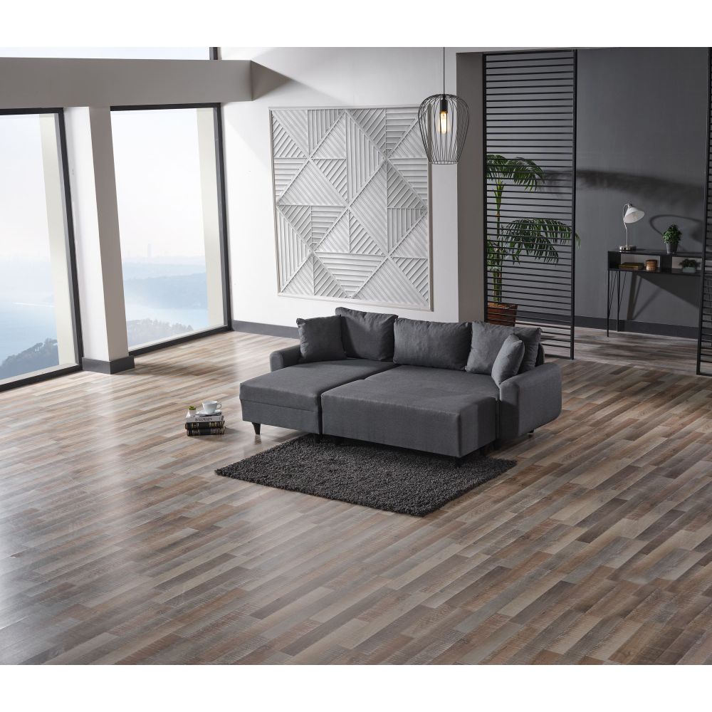 Krevetna sofa u kutu Flavia – siva slika 2