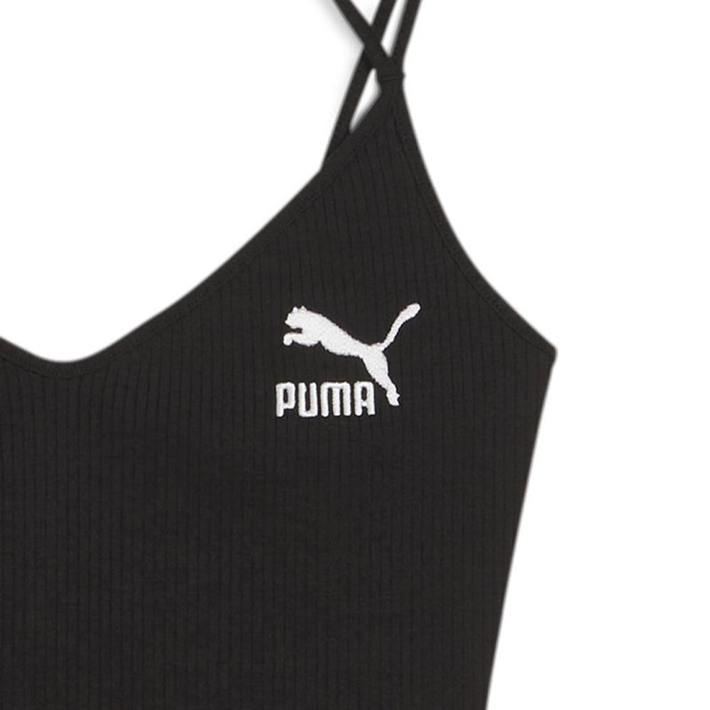 Puma Ženski kupaći gornji dio Classics Ribbed Crop, Crna slika 3