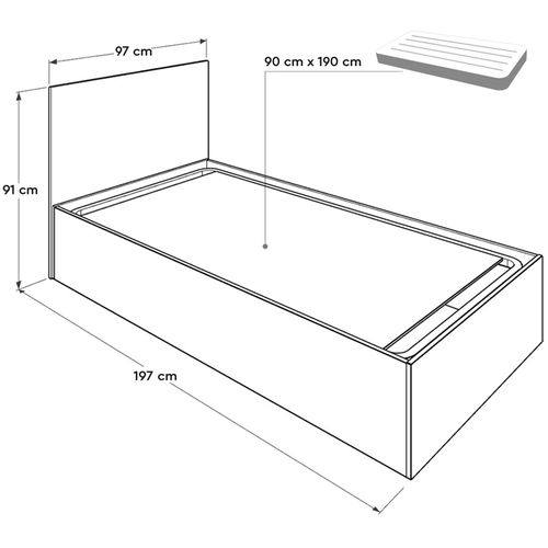 KRB-090-BB-2 White Single Bedstead slika 3