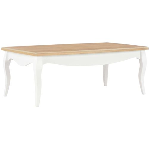 280001 Coffee Table White and Brown 110x60x40 cm Solid Pine Wood slika 1