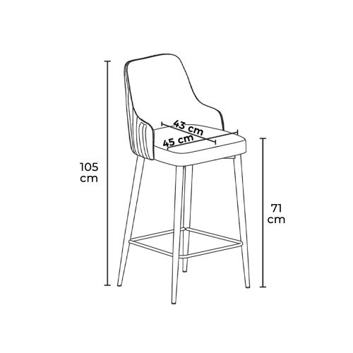 Set od 2 Enox Barske Stolice - Krem, Crna Krem slika 4