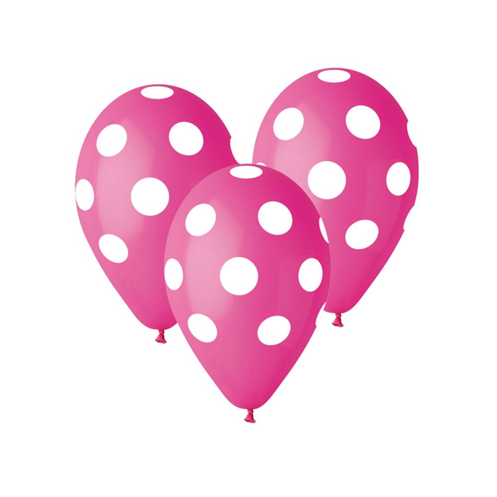 GS110-P157-07 Balon Pink sa bijelim tufnama 30cm, 5kom slika 1