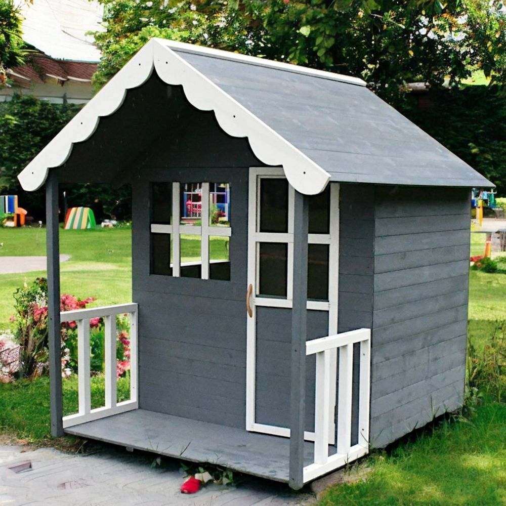 Kinder Home Drvena dječija kućica 139x143.5x149cm, Siva slika 1