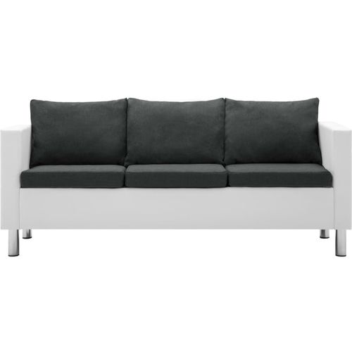 2-dijelni set sofa od umjetne kože bijeli i tamnosivi slika 5