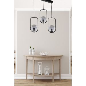 Ahu 3 Lü Sıralı Füme Camlı Siyah Sarkıt Black Chandelier