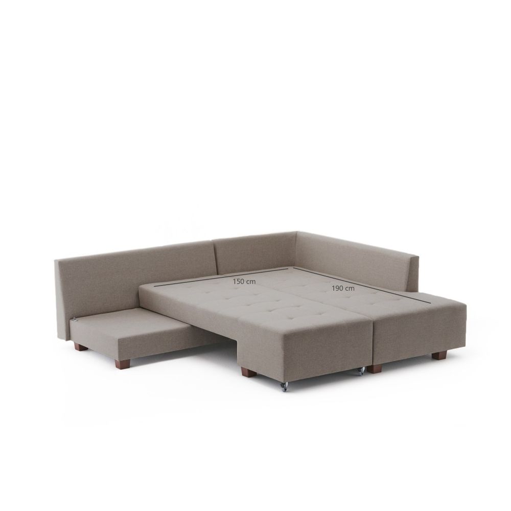 Ugaona Sofa na Razvlačenje Manama - Desni Kut, Krem Boja slika 8