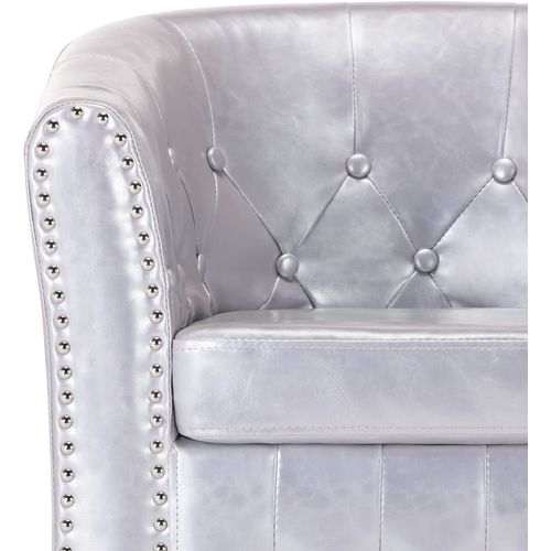Fotelja od umjetne kože sjajna srebrna slika 25