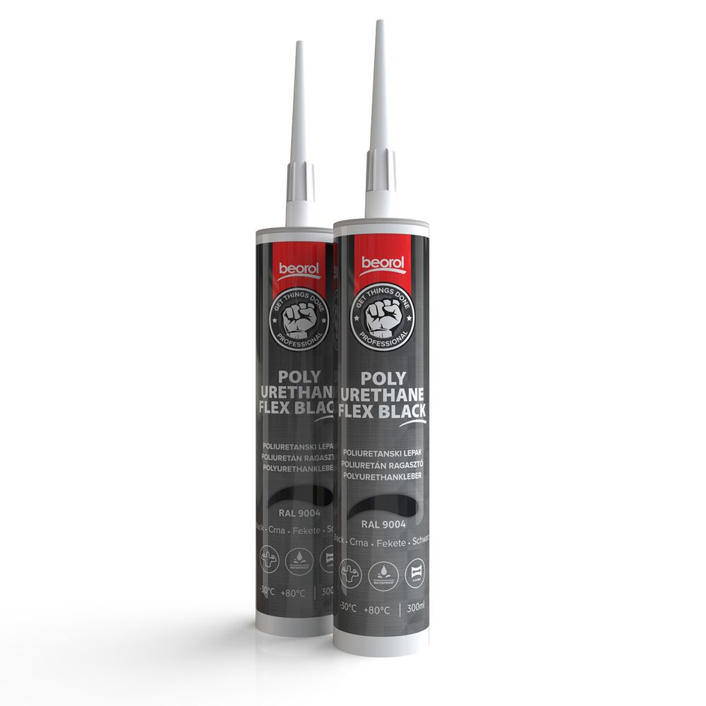 Beorol Polyurethane flex 300ml, lijepak, crni slika 2