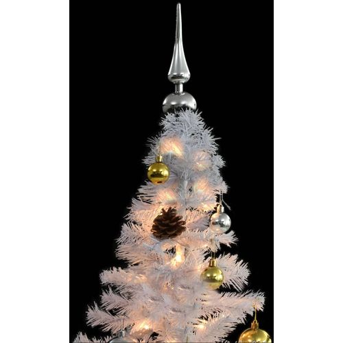 Umjetno božićno drvce s kuglicama i LED svjetlima bijelo 150 cm slika 3