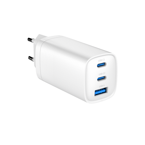 TA-UC-PDQC65-01-W Gembird 3-port 65W GaN USB PowerDelivery fast charger, white slika 1