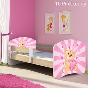 Dječji krevet ACMA s motivom, bočna sonoma 160x80 cm 10-pink-teddy-bear