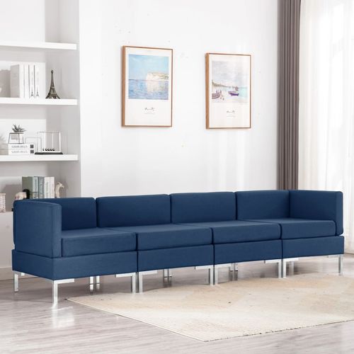 4-dijelni set sofa od tkanine plavi slika 1