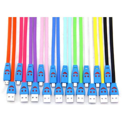 USB flat color kabl 1m, led smile Crna,Bela,Crvena,Plava,Zelena,Žuta,Naran.,Ljubič.,Pink,Roze slika 2