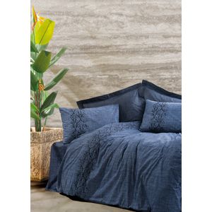 L'essential Maison Sooty - Denim Blue Denim Blue Ranforce Double Quilt Cover Set