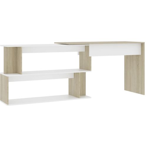 Kutni radni stol bijeli i boja hrasta 200 x 50 x 76 cm iverica slika 37