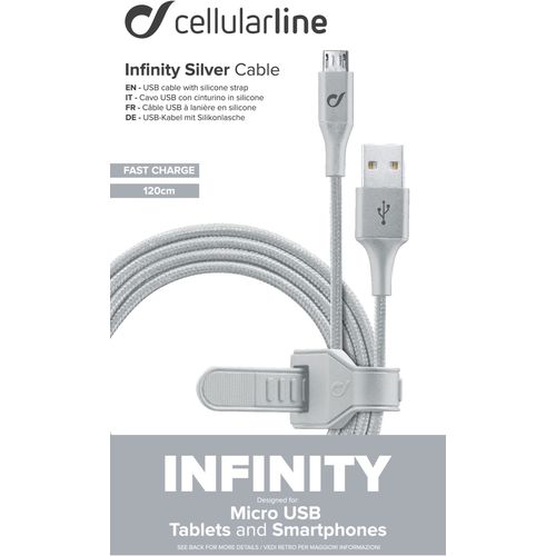 Cellularline kabel Cosmic Micro USB 120 cm srebrni slika 4