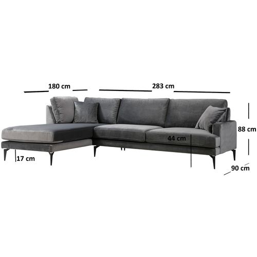 Atelier Del Sofa Kutna garnitura PAPIRA, antracit, lijevi kut, Papira Corner Left (Chl+3R) - Anthracite slika 7