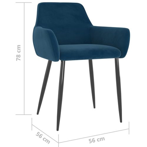 Blagovaonske stolice 2 kom plave baršunaste slika 14