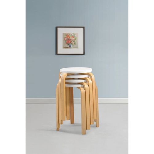 Barske stolice 4 kom od zaobljenog drva bijele slika 10