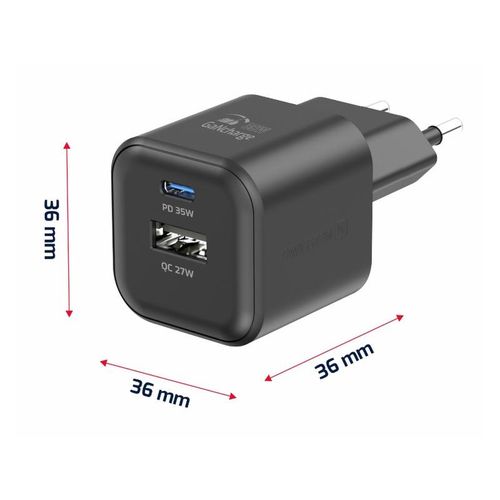 SWISSTEN punjač za AC220, GaN, 35W, 1xUSB-C, 1xUSB-A, 1A, crni slika 4