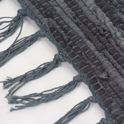Ručno tkani tepih Chindi od kože 190 x 280 cm sivi slika 9
