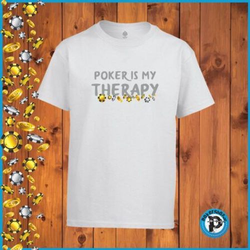Poker majica "Poker is my therapy", bijela slika 1