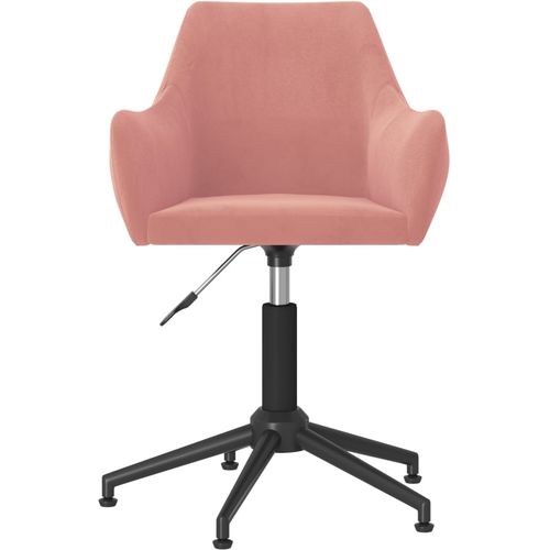 Okretna uredska stolica ružičasta baršunasta slika 3
