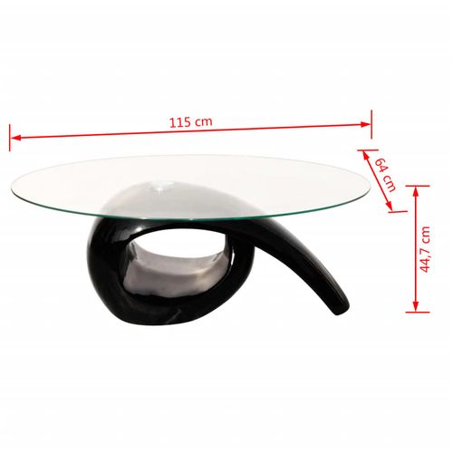 Stolić za Kavu s Ovalnom Staklenom Pločom Visokog Sjaja Crni slika 10
