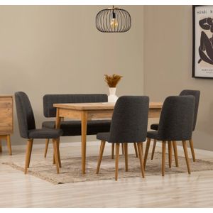 Vina - Atlantic Pine, Anthracite Atlantic Pine
Anthracite Extendable Dining Table & Chairs Set (6 Pieces)