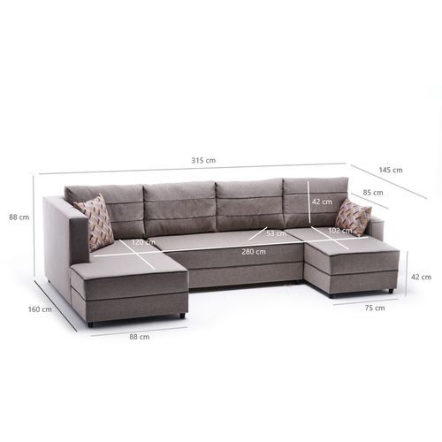 Atelier Del Sofa Kutna garnitura na razvlačenje, Krem, Ece Panoramik - Cream slika 9