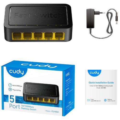 Cudy FS105D LAN 5-Port 10/100 Switch auto-negotiation RJ45 ports (alt S105 ) slika 3