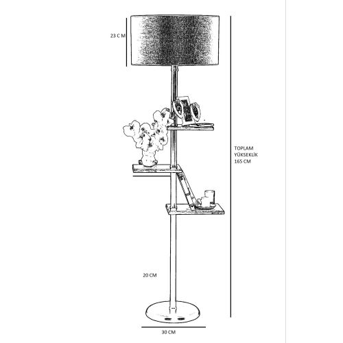 Stojeća lampa sa bordo abajurima i crnim metalnim telom slika 4