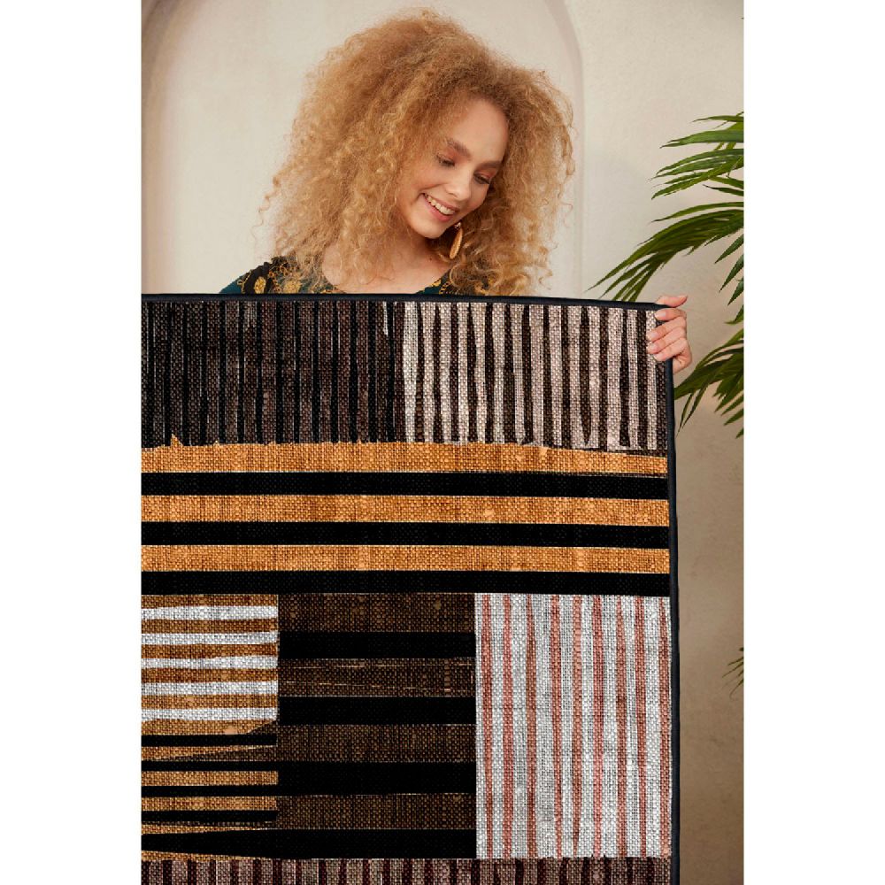 Elegantni Tepih WOOSONIL096 u Bijeloj, Narančastoj, Smeđoj i Crnoj Boji (160 x 230 cm) slika 4