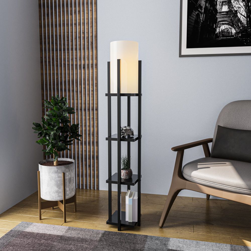 Stojeća Lampa s Policama - 8111 Crna slika 1
