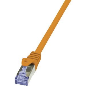LogiLink CQ3018S RJ45 mrežni kabel, Patch kabel cat 6a S/FTP 0.25 m narančasta vatrostalan, sa zaštitom za nosić 1 St.
