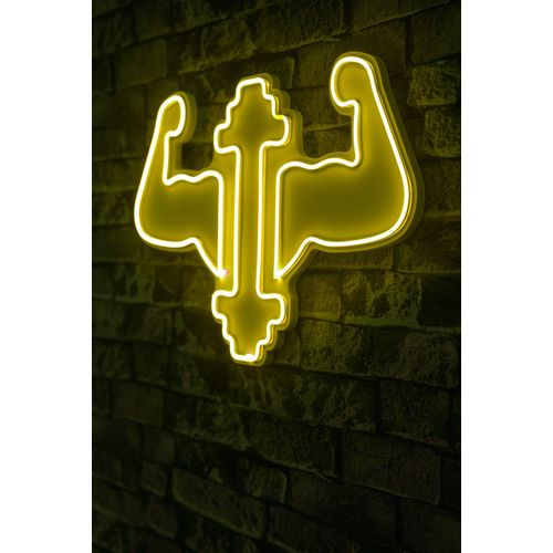 Wallity Ukrasna plastična LED rasvjeta, Gym Dumbbells WorkOut - Yellow slika 1