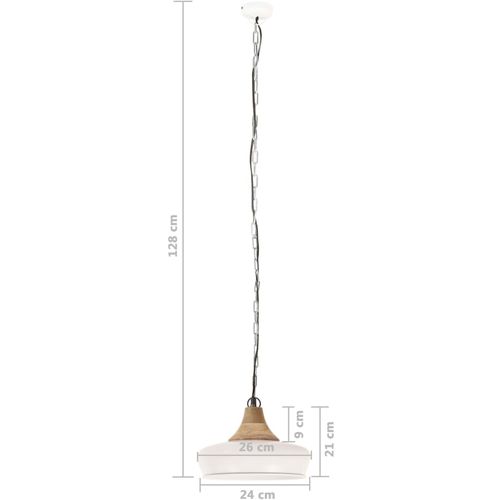 Industrijska viseća svjetiljka bijela 26 cm E27 željezo i drvo slika 9