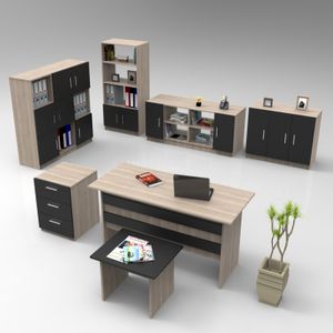Vo18-Ob Oak Crni Set Uredskog Namještaja
