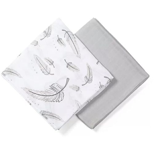 BabyOno Swaddles tetra pelene za povijanje, siva s perjem slika 6