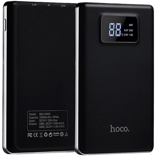 hoco. Punjač prijenosni za mobitele, 10000 mAh, 1 A/2.0 A, display - B23 Flowed Power Bank slika 5