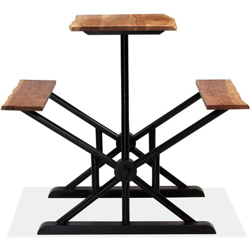 Barski stol s klupama od masivnog bagremovog drva 80x50x107 cm slika 37