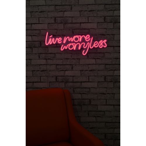 Live More Worry Less - Dekorativna LED rasveta u pink boji slika 3