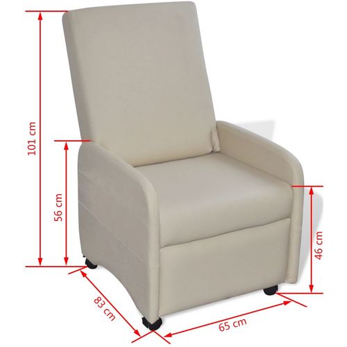 Sklopiva fotelja od umjetne kože krem slika 10
